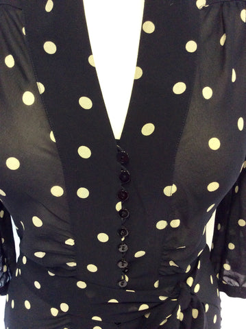 MULBERRY BLACK & WHITE SPOT SILK DRESS SIZE 10