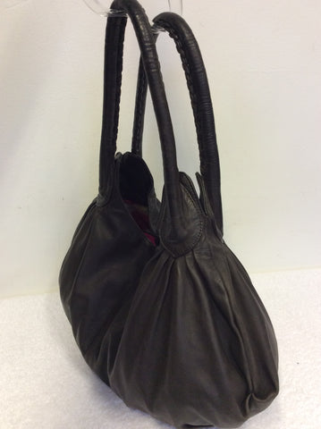 LK BENNETT DARK BROWN SOFT LEATHER SHOULDER BAG