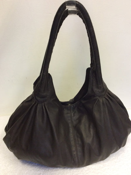 LK BENNETT DARK BROWN SOFT LEATHER SHOULDER BAG