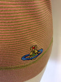 VIVIENNE WESTWOOD PINK & GREEN STRIPE V NECK TOP SIZE M