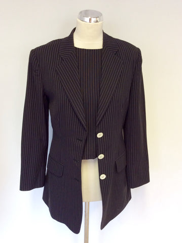 VINTAGE MULBERRY ROGER SAUL CHARCOAL PINSTRIPE 3 PIECE SUIT SIZE 10