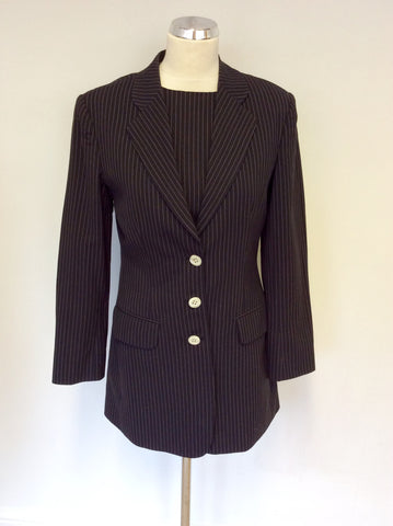 VINTAGE MULBERRY ROGER SAUL CHARCOAL PINSTRIPE 3 PIECE SUIT SIZE 10