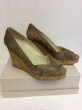 BODEN LIGHT BROWN SUEDE PEEPTOE WEDGE HEELS SIZE 6/39