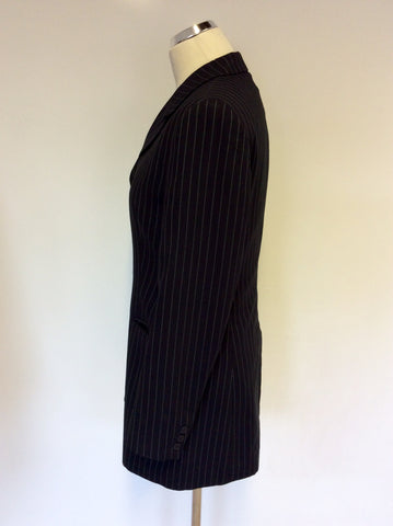 MULBERRY DARK BLUE PINSTRIPE WOOL 2 PAIR OF TROUSER SUIT SIZE 8/10