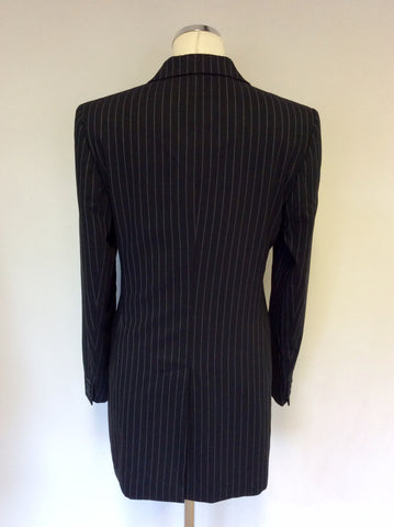 MULBERRY DARK BLUE PINSTRIPE WOOL 2 PAIR OF TROUSER SUIT SIZE 8/10