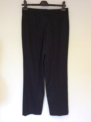 MULBERRY DARK BLUE PINSTRIPE WOOL 2 PAIR OF TROUSER SUIT SIZE 8/10