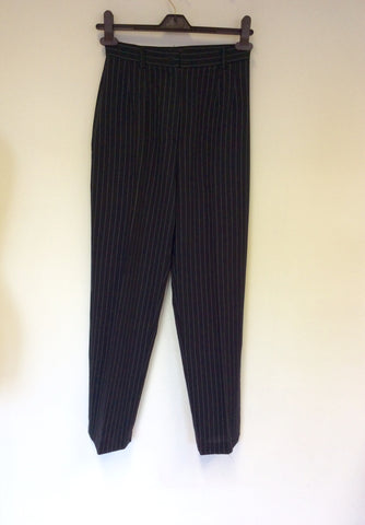 MULBERRY DARK BLUE PINSTRIPE WOOL 2 PAIR OF TROUSER SUIT SIZE 8/10