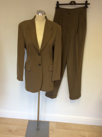 MULBERRY BROWN WOOL & CASHMERE TROUSER SUIT SIZE 34 UK 6