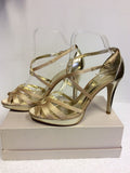MONSOON GOLD STRAPPY HEEL SANDALS SIZE 6/39
