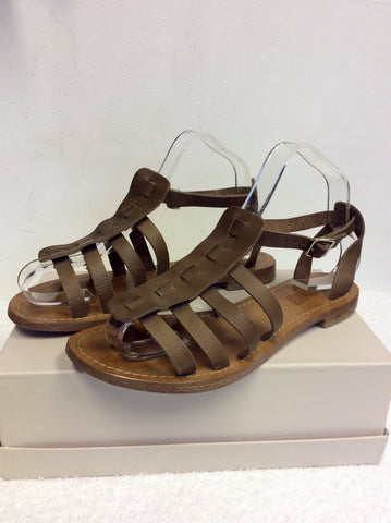 TOAST TAN BROWN LEATHER FLAT SANDALS SIZE 5/38