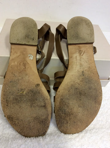 TOAST TAN BROWN LEATHER FLAT SANDALS SIZE 5/38