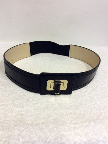 REISS BLACK LEATHER TWIST LOCK FASTEN 2 INCH BELT
