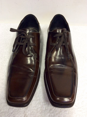 MARKS & SPENCER AUTOGRAPH BROWN ALL LEATHER LACE UP SHOES SIZE 8/42