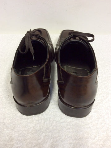 MARKS & SPENCER AUTOGRAPH BROWN ALL LEATHER LACE UP SHOES SIZE 8/42