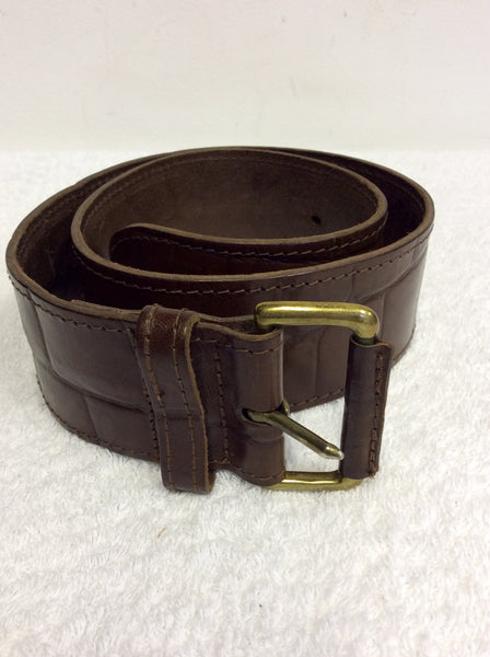 OSPREY BROWN CROC DESIGN BLEATHER BELT SIZE 28" UK S