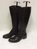 JANE SHILTON DARK BROWN LEATHER BOOTS SIZE 3.5/36