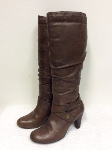 PIERRE CARDIN BROWN LEATHER KNEE LENGTH BOOTS SIZE 7/40