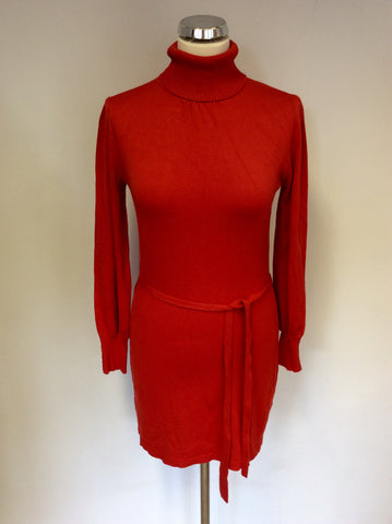 Monsoon Red Polo Neck Belted Jumper Size 12