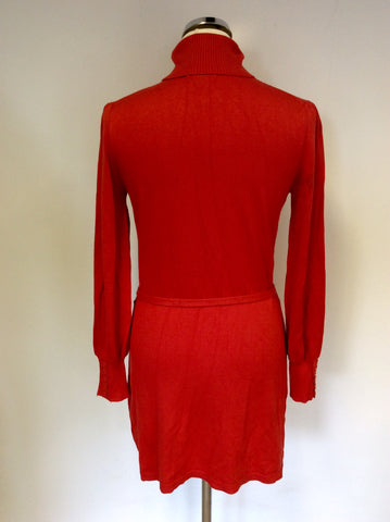Monsoon Red Polo Neck Belted Jumper Size 12