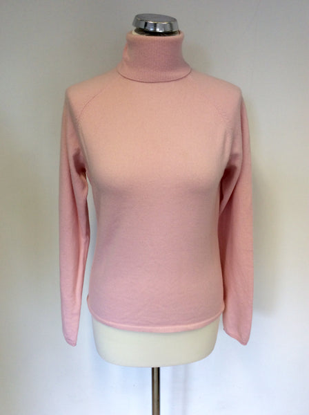 HOBBS PALE PINK CASHMERE POLONECK JUMPER SIZE 14