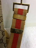 GUCCI CAMEL LEATHER & CANVAS MONOGRAM CROSS BODY/ SHOULDER BAG