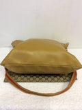 GUCCI CAMEL LEATHER & CANVAS MONOGRAM CROSS BODY/ SHOULDER BAG