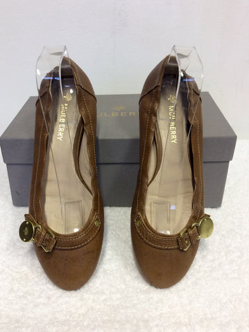 MULBERRY BROWN LEATHER BAYSWATER BALLERINA PUMPS SIZE 5.5/38.5