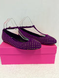 BRAND NEW MULBERRY PLUM GOLD STUUDED T BAR SUEDE FLATS SIZE 6/39
