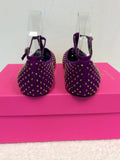 BRAND NEW MULBERRY PLUM GOLD STUUDED T BAR SUEDE FLATS SIZE 6/39