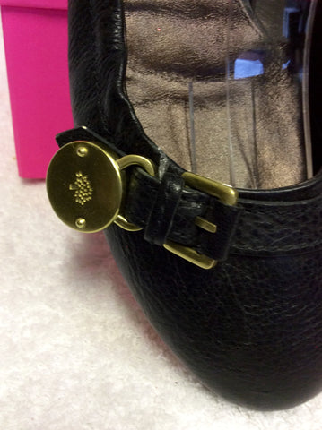 MULBERRY BLACK LEATHER BAYSWATER BALLERINA PUMPS SIZE 6/39