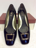 BRAND NEW K BY CLARKS BLACK PATENT LEATHER BUCKLE TRIM HEELS SIZE 5/38