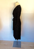 LK BENNETT BLACK & BEIGE FLORAL PRINT WRAP DRESS SIZE 10