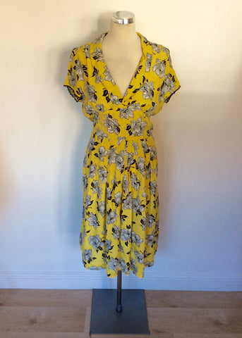 WHISTLES YELLOW FLORAL PRINT DRESS SIZE 14
