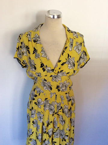 WHISTLES YELLOW FLORAL PRINT DRESS SIZE 14