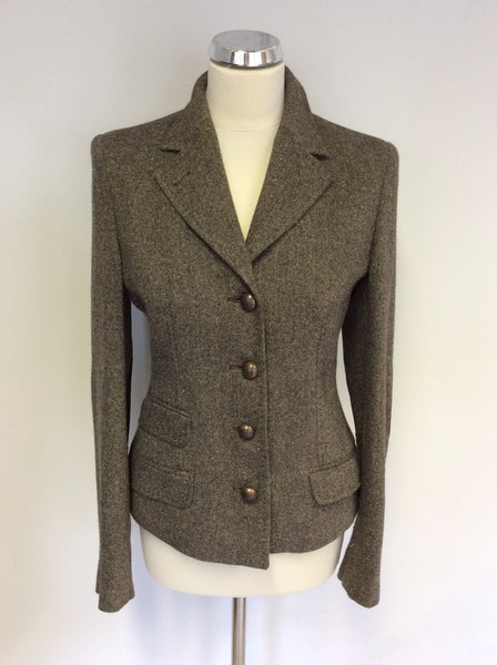 LIU JEANS BROWN WEAVE WOOL BLEND JACKET SIZE 42 UK 10