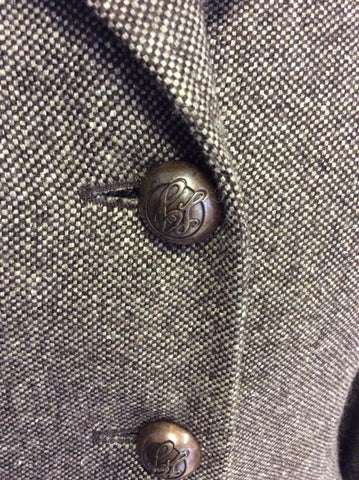 LIU JEANS BROWN WEAVE WOOL BLEND JACKET SIZE 42 UK 10