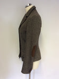 LIU JEANS BROWN WEAVE WOOL BLEND JACKET SIZE 42 UK 10