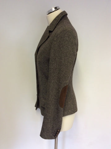 LIU JEANS BROWN WEAVE WOOL BLEND JACKET SIZE 42 UK 10