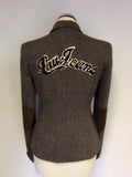 LIU JEANS BROWN WEAVE WOOL BLEND JACKET SIZE 42 UK 10