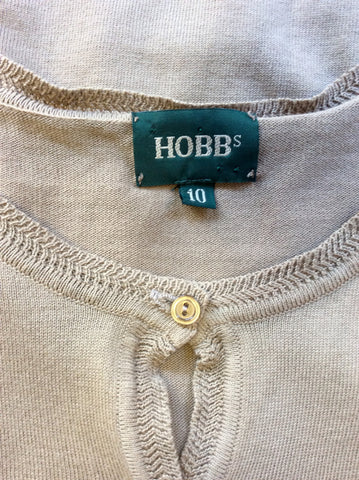 HOBBS LIGHT BROWN CREW NECK CARDIGAN SIZE 10