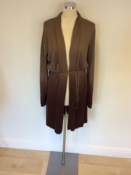 PHASE EIGHT BROWN SILK,WOOL & CASHMERE CARDIGAN SIZE 16