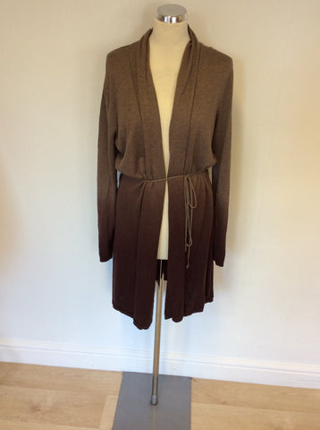 PHASE EIGHT BROWN SILK,WOOL & CASHMERE CARDIGAN SIZE 16