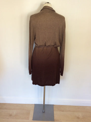 PHASE EIGHT BROWN SILK,WOOL & CASHMERE CARDIGAN SIZE 16