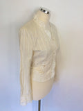 MARCCAIN IVORY COTTON & SILK LACE TRIM BLOUSE SIZE 2 UK 10