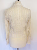 MARCCAIN IVORY COTTON & SILK LACE TRIM BLOUSE SIZE 2 UK 10