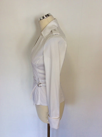 KAREN MILLEN WHITE SHIRT WITH WRAP AROUND TIES SIZE 10