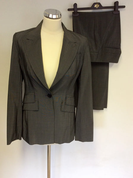 KAREN MILLEN GREY WOOL BLEND TROUSER SUIT SIZE 10