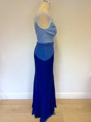 COAST BLUE SILK ONE SHOULDER MAXI DRESS SIZE 8