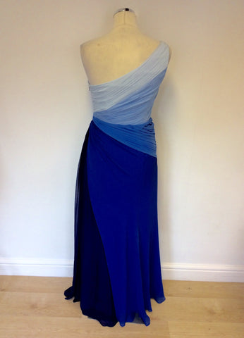 COAST BLUE SILK ONE SHOULDER MAXI DRESS SIZE 8