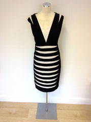 ALEXON BLACK & WHITE STRIPED PENCIL DRESS SIZE 18